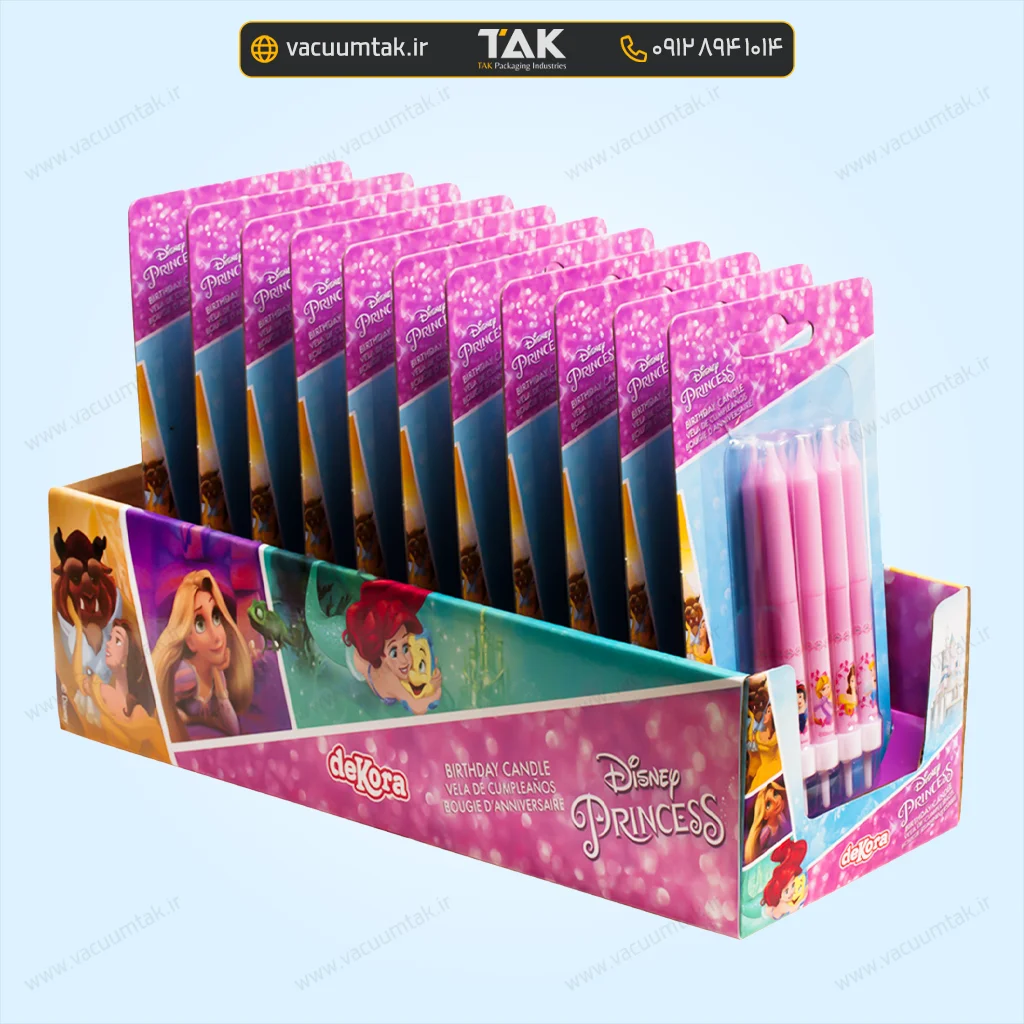 بسته بندی وکیوم فرمینگ بلیستر روی کارتی شمع